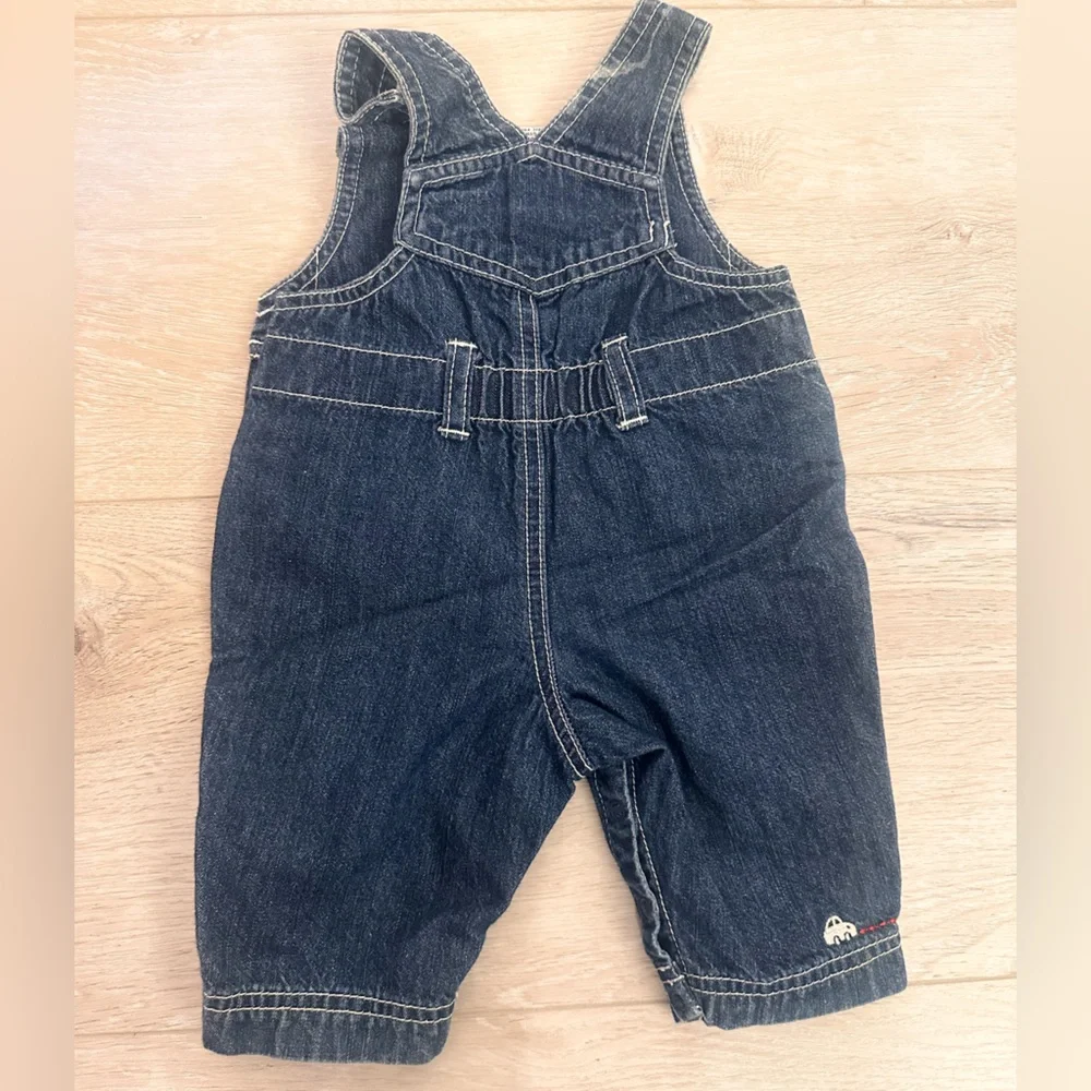 Early 2000s Gymboree Baby Denim Shortalls Car Embroidered Romper 0-3M